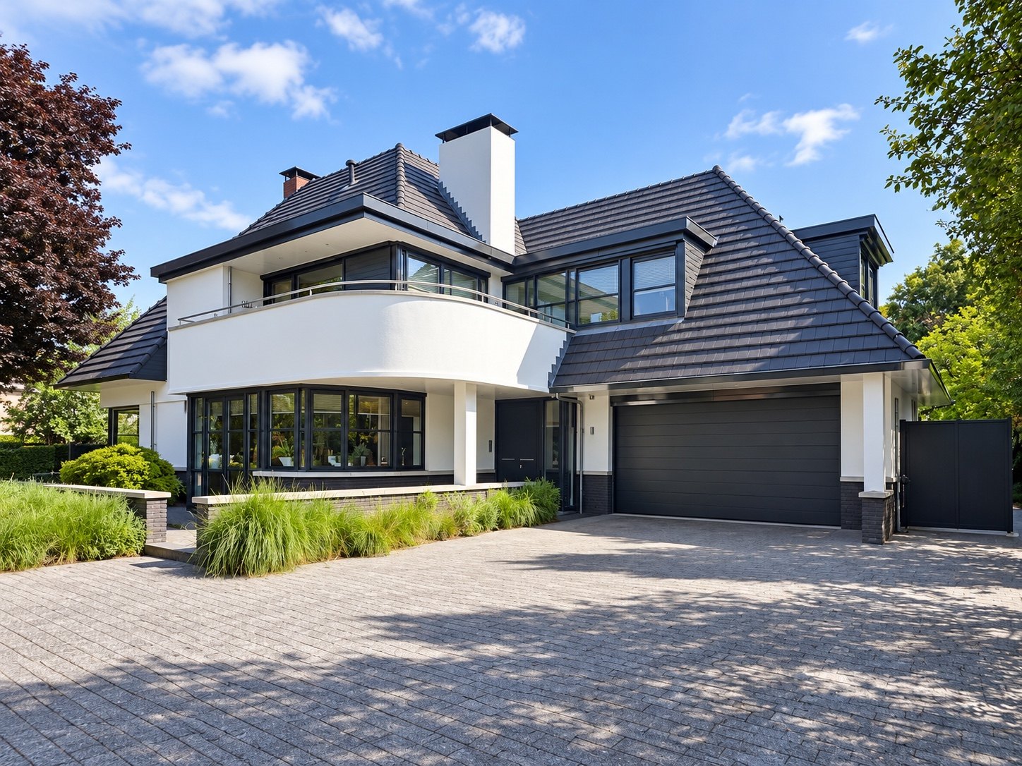 Moderne woning met donkere kozijnen